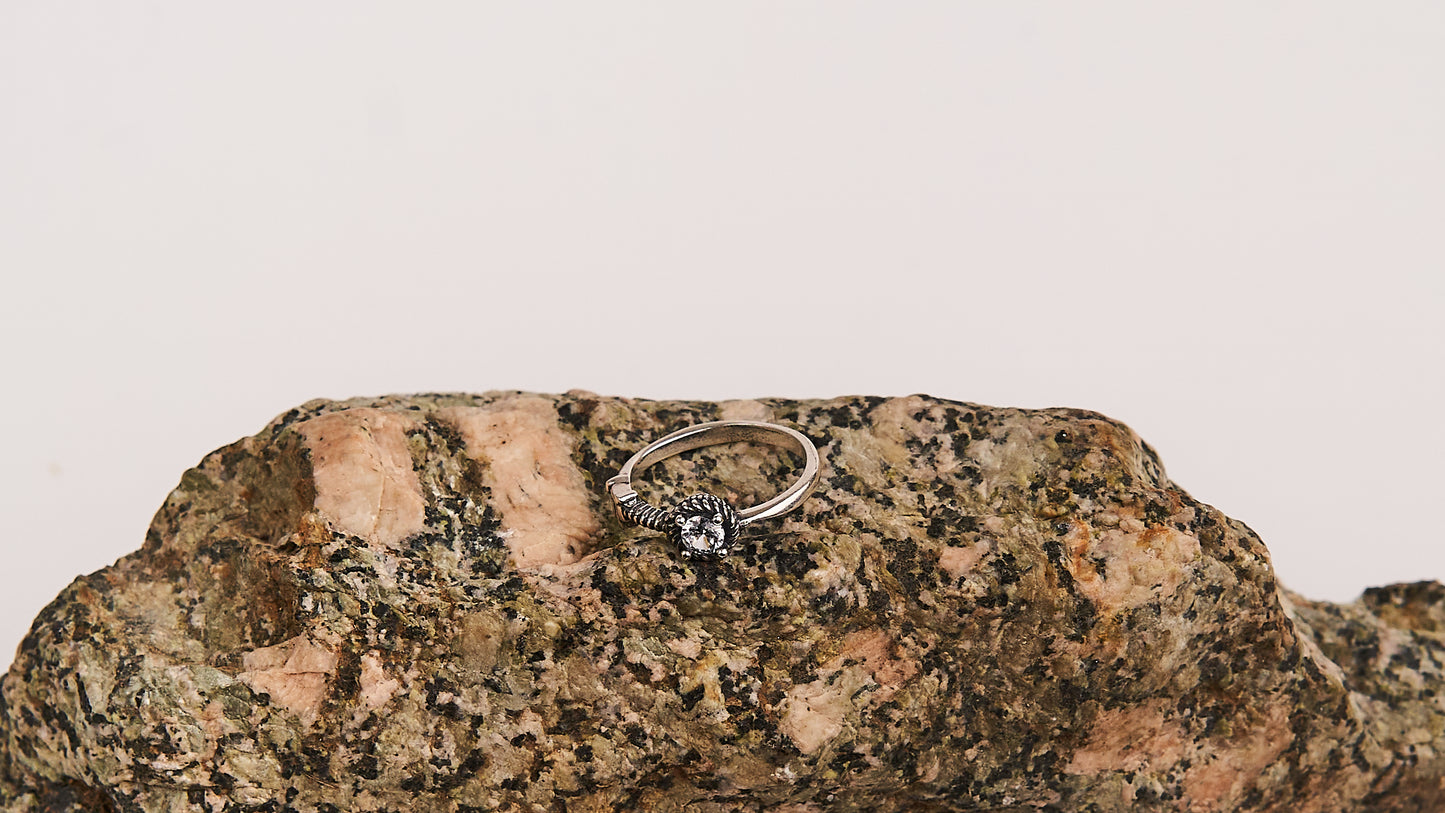 Clear Zirconia 925 Sterling Silver Key Ring