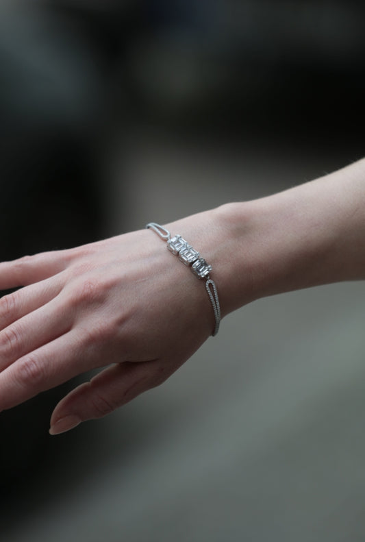 Clear Cubic Zirconia 925 Sterling Silver Bracelet