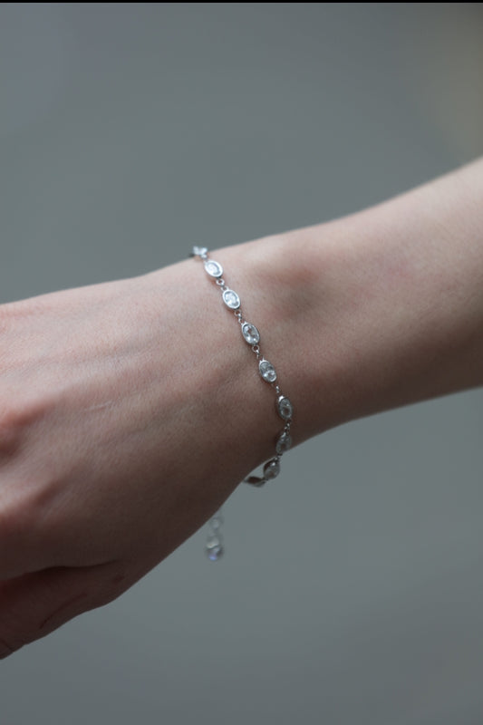 Clear Zirconia 925 Sterling Silver Link Bracelet