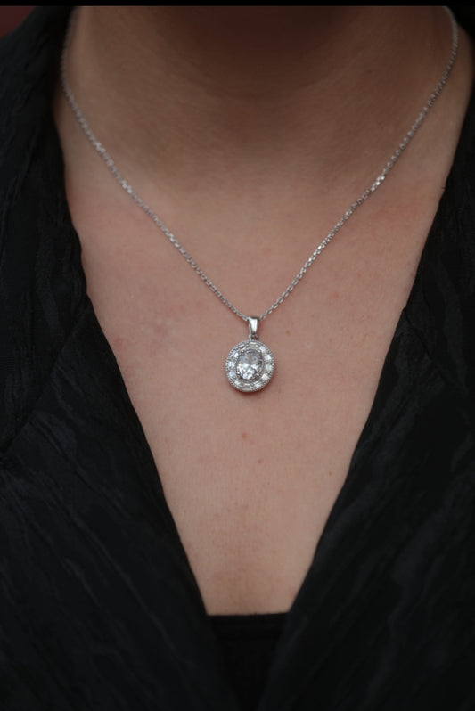 Clear Zirconia 925 Sterling Silver Necklace