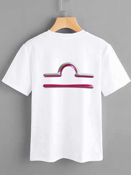 White T-shirt - Libra - Mercan Seker