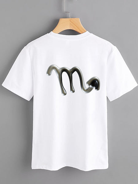 White T-shirt - Scorpio - Mercan Seker